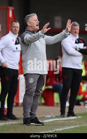 Crawley, UK 18th April 2022 : Crawley Manager John Yems seen during the EFL League Two match between Crawley Town  and Walsall at the Peoples Pension Stadium. Credit: James Boardman/Alamy Live News Stock Photo