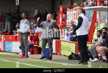 Crawley, UK 18th April 2022 : Crawley Manager John Yems seen  during the EFL League Two match between Crawley Town  and Walsall at the Peoples Pension Stadium. Credit: James Boardman/Alamy Live News Stock Photo