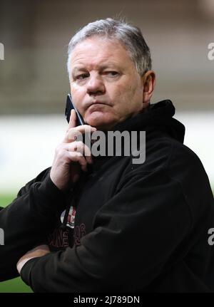 Crawley Manager John Yems seen during the EFL League Two match between Exeter City and Crawley Town at St James’s Park. 15th March 2022 Stock Photo