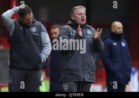 Crawley Manager John Yems seen during the EFL League Two match between Crawley Town and Tranmere Rovers at The People’s Pension Stadium. 22nd January 2022 Stock Photo