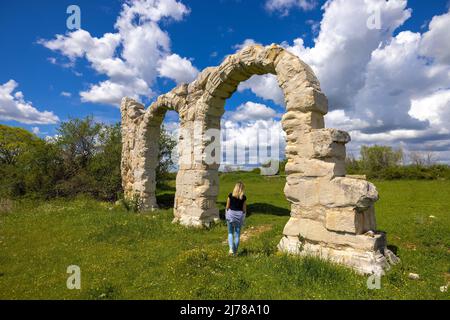 The arches at Burnum, The ruins of the Roman arches at Burnum, Croatia Stock Photo