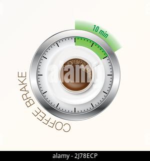 Coffee brake clock background Stock Vector