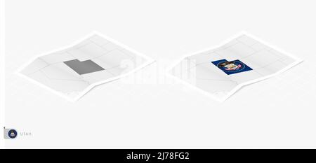 utah state Isometric map and USA national flag 3D isometric shape of us ...