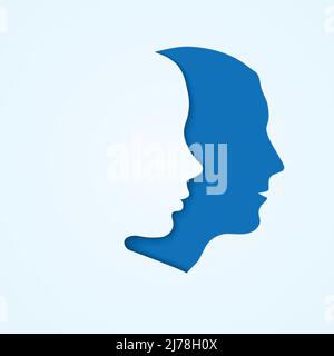 Man and woman face silhouettes Stock Vector