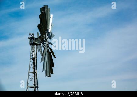 Modern metal wind pump, Cambridgeshire fens Stock Photo