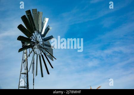 Modern metal wind pump, Cambridgeshire fens Stock Photo