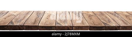 Old wooden table made from wood planks. File contains clipping path. Stock Photo