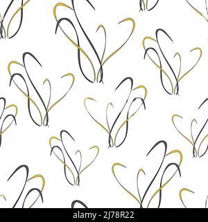 Seamless vector pattern abstract texture with curved lines on white background. Modern wallpaper design creative wavy leaves. Trendy fashion textile. Stock Vector