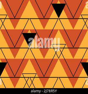 Seamless vector pattern with triangles on yellow background. Geometrical texture wallpaper design. Decorative fashion textile. Stock Vector