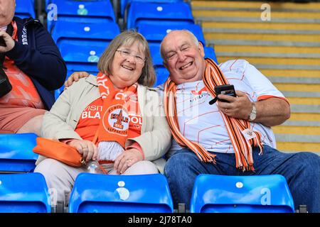 Blackpool fans arrive at the Weston Homes Stadium in Peterborough, United Kingdom on 5/7/2022. (Photo by Mark Cosgrove/News Images/Sipa USA) Stock Photo