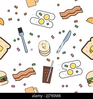 Beautiful texture, seamless patterns with sweets and cake Stock Vector