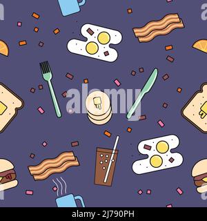 Beautiful texture, seamless patterns with sweets and cake Stock Vector