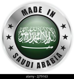 Made in Saudi Arabia, Saudi product golden label with flag Stock Vector