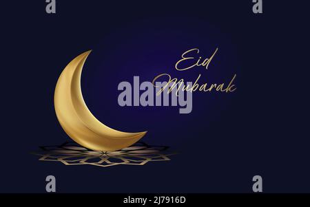 Eid Mubarak greeting card with Islamic ornaments. Vector Stock Vector