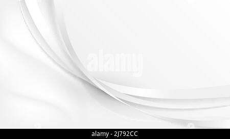 Abstract white ribbon curved lines on white satin fabric background. Vector illustration Stock Vector