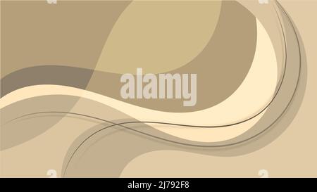 Abstract curved shapes with wave lines brown cream background. Vector graphic illustration Stock Vector
