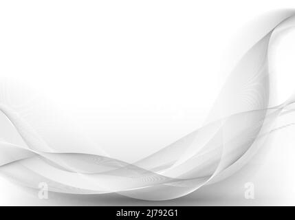 Abstract white and gray waves or wavy lines stream pattern on clean background. Vector illustration Stock Vector