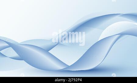 Abstract 3D blue dynamic wave flow lines pattern on white background. Vector graphic illustration Stock Vector