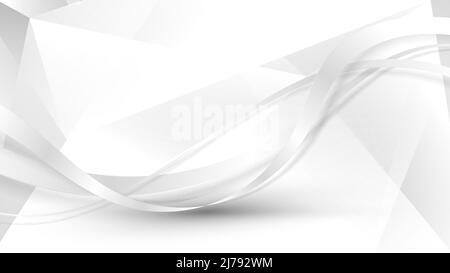 Abstract white ribbon wave lines on low polygon background. Vector illustration Stock Vector