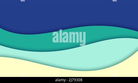 Summer background abstract waves shapes pattern paper cut style. Vector illustration Stock Vector