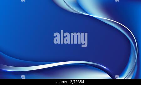Abstract template blue fluid gradient shapes with wave lines on blue background. Vector illustration Stock Vector