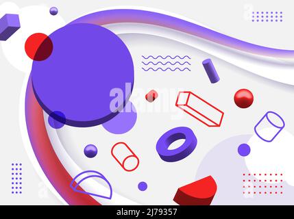 Abstract 3D geometric elements sparse pattern on white background. Vector illustration Stock Vector