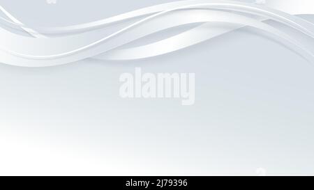 Abstract 3D white ribbon wave curved lines on gray background with space for your text. Vector illustration Stock Vector