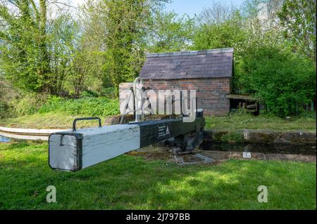 Lock gate on the Montgomery Canal at Crowther Hall Locks in Powys, Wales Stock Photo