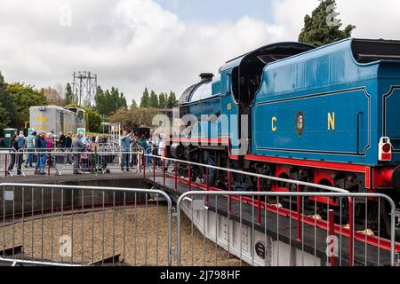 Inchicore, Dublin, Ireland. 7th May, 2022. Irish Rail celebrated the 175th Anniversary of its Inchicore Works today by holding an Open Day for the public. Thousands of people attended from early in the morning, looking around the works at the locomotives, repair shops and rolling stock. The US Ambassador to Ireland, Claire D. Cronin, named locomotive B134, which Irish Rail has donated to the RPSI. Credit: AG News/Alamy Live News. Stock Photo