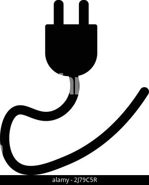 Electrical outlet silhouette icon. Corded plug. Editable vector. Stock Vector