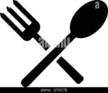 Knife and fork silhouette icon. Vector. Crossing knives and fork. Editable vector. Stock Vector