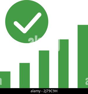 Bar chart and check mark icons. Business success. Editable vector. Stock Vector