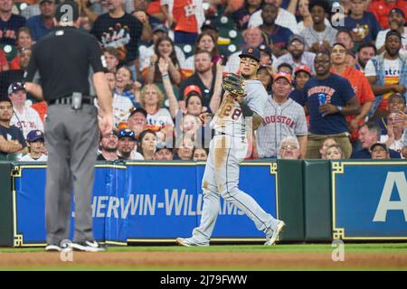 May 6 2022: Detroit shortstop Javier Lopez (28) in action during the game with Detroit Tigers and Houston Astros held at Minute Maid Park in Houston Tx. David Seelig/Cal Sport Medi Stock Photo