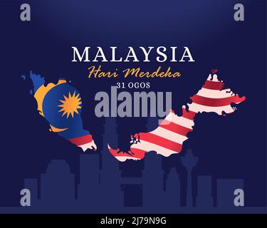 malaysia day merdeka card Stock Vector