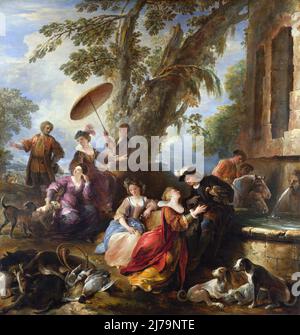 The Return from the Hunt by the French Baroque painter, Joseph Parrocel (1646-1704), oil on canvas, c. 1700 Stock Photo