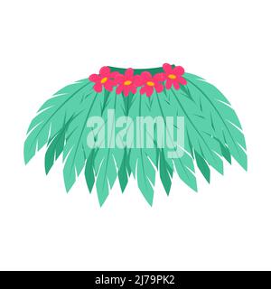 Hawaiian beach skirt made of tropical leaves and flowers. An abstract element of clothing. Vector illustration in a flat cartoon style isolated on a w Stock Vector