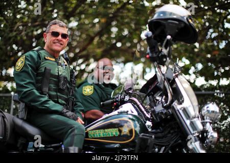 Atmosphere - police motorbike riders. Miami Grand Prix, Saturday 7th May 2022. Miami International Autodrome, Miami, Florida, USA. Stock Photo