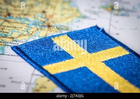 Sweden flag on the map Stock Photo