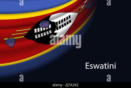 Wave flag of Eswatini on white background. Banner or ribbon vector ...