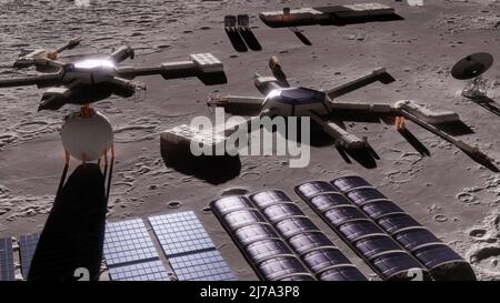 Moon base, illustration Stock Photo