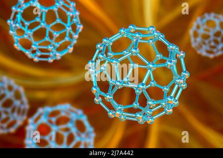 Buckminsterfullerene molecule, illustration Stock Photo