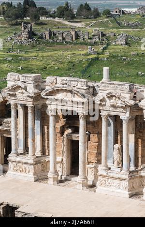 Stage of the theatre at Hierapolis, in Turkey Stock Photo