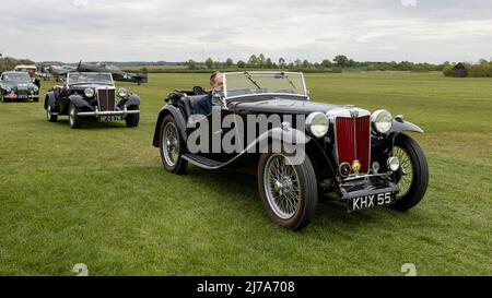 MG sports cars taking part in the Shuttleworth vehicle parade on the 1st May 2022 Stock Photo