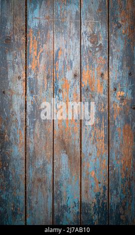 Old blue and orange vintage wooden planks texture Stock Photo