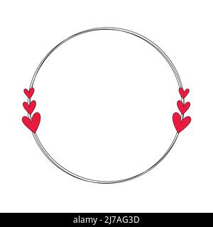 Heart frame vector illustration isolated on white background. Decorative heart round frame design. Stock Vector