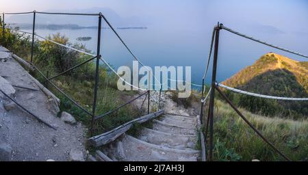 Panoramic view of Lake Garda from Manerba, Italy Stock Photo