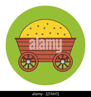 wooden cart with a haystack. rustic farming equipment. flat vector ...