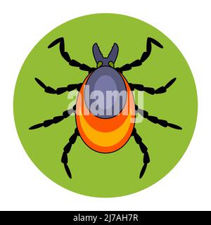 forest encephalitis tick on a white background. insect dangerous to humans. flat vector illustration. Stock Vector