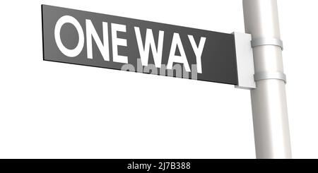 Road sign with one way word isolated, 3d rendering Stock Photo