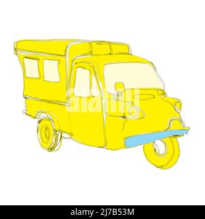 Bemo Icon of the old Jakarta public transportation. ( Bemo is motorized three wheeled transportation ) Stock Vector